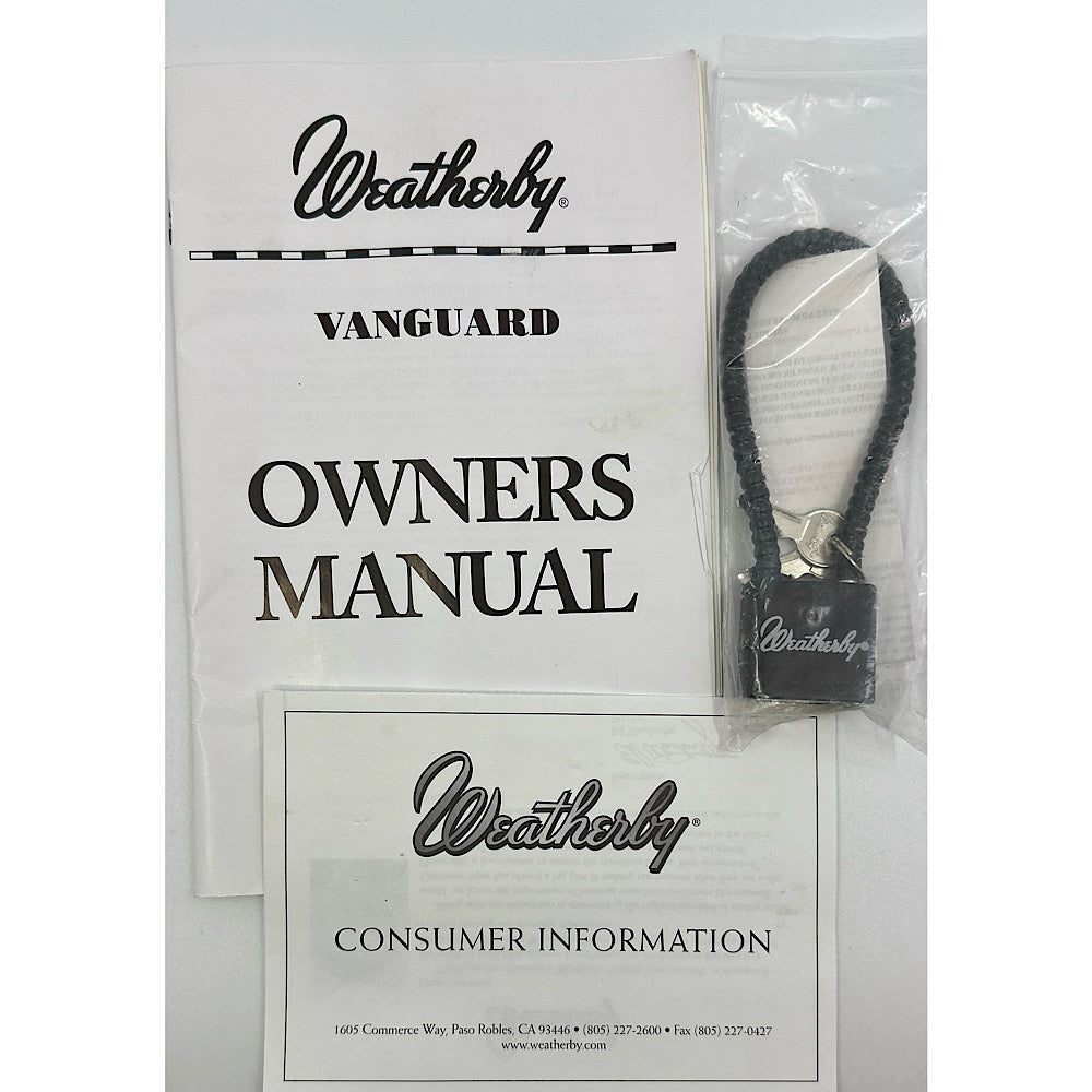 Weatherby 2009 Vanguard Owner's manual with Weatherby Cable Lock - Canada Brass - 