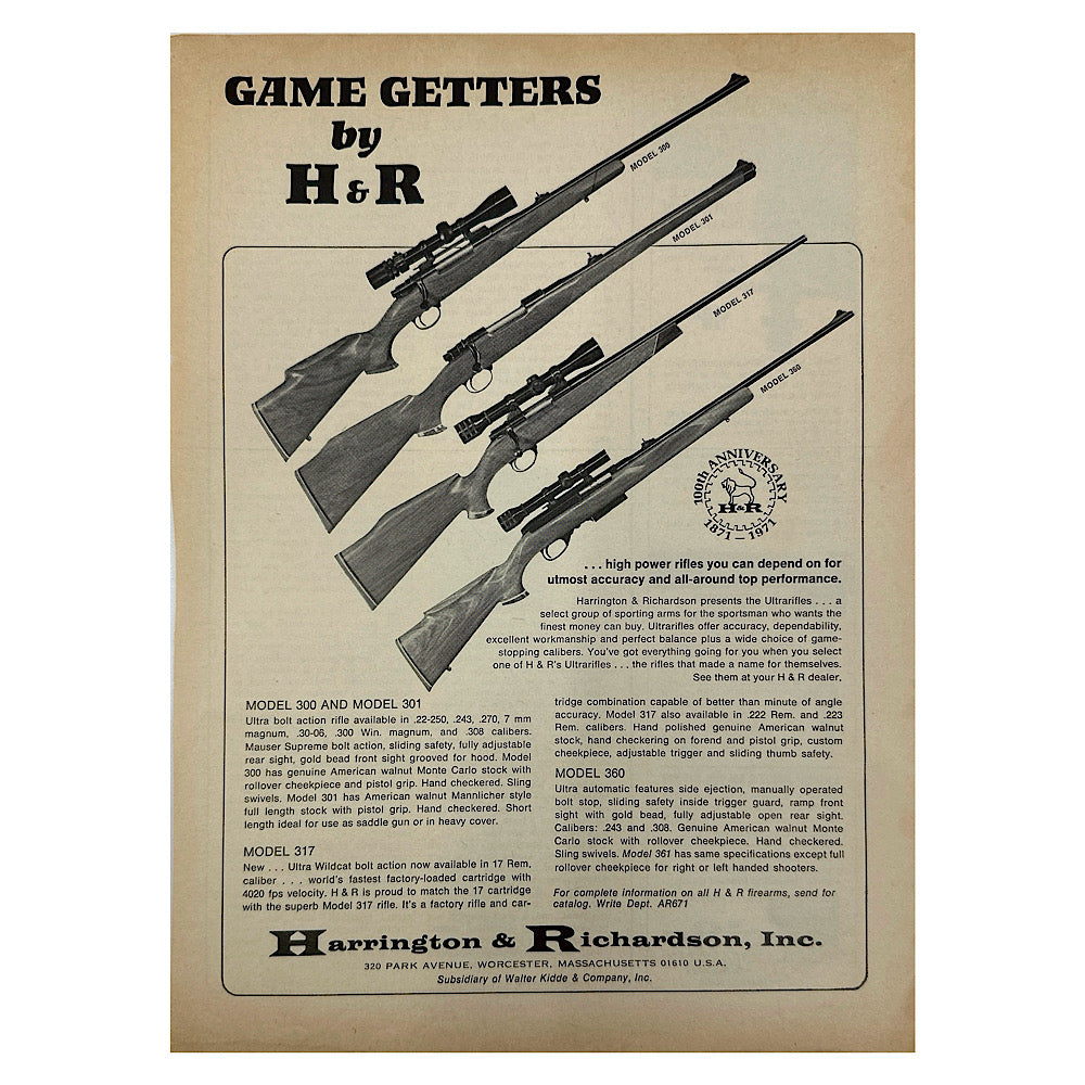 Henry Rifles Advertisements Original 1950s-1960s Print Advertisement for H&R Game Getter Rifles an ...