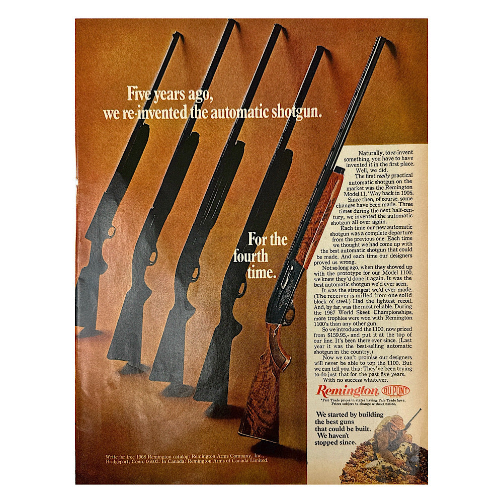 Original 1950s-1960s Print Advertisement for Remington 1100 and Remington 742 - Canada Brass - 