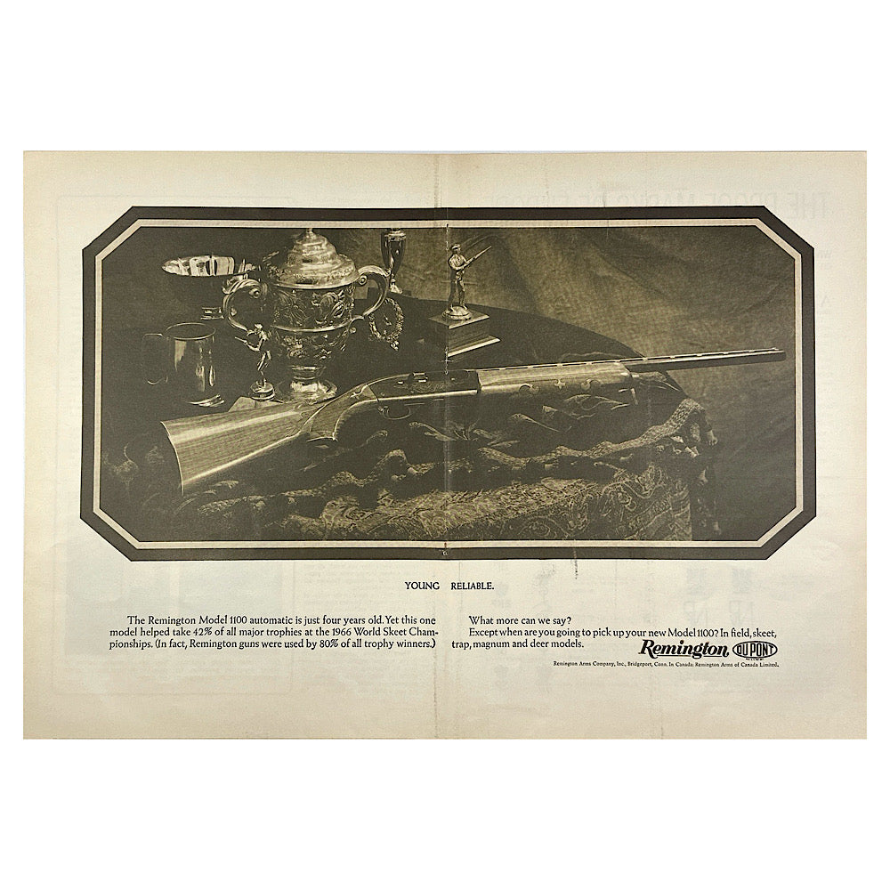 Original 1950s-1960s Print Advertisement for Remington 1100 shotgun - Canada Brass - 