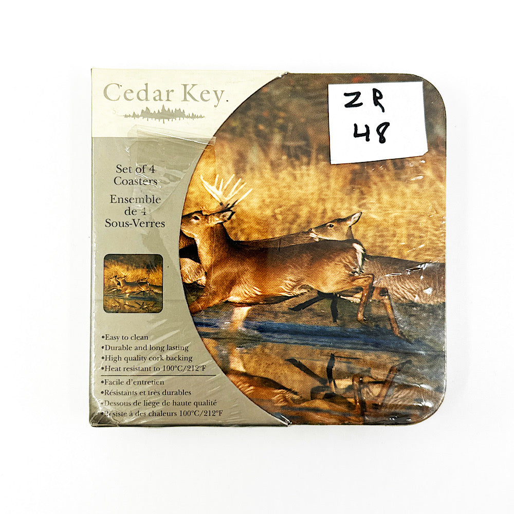 Cedar Key Set of 4 Coasters with Deer Pictures - Canada Brass - 