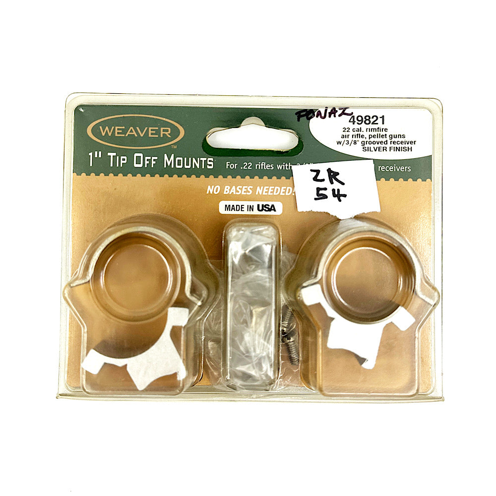 Weaver 49821 STd 1" Silver Scope Rings for 3/8" Grooved Receiver - Canada Brass - 