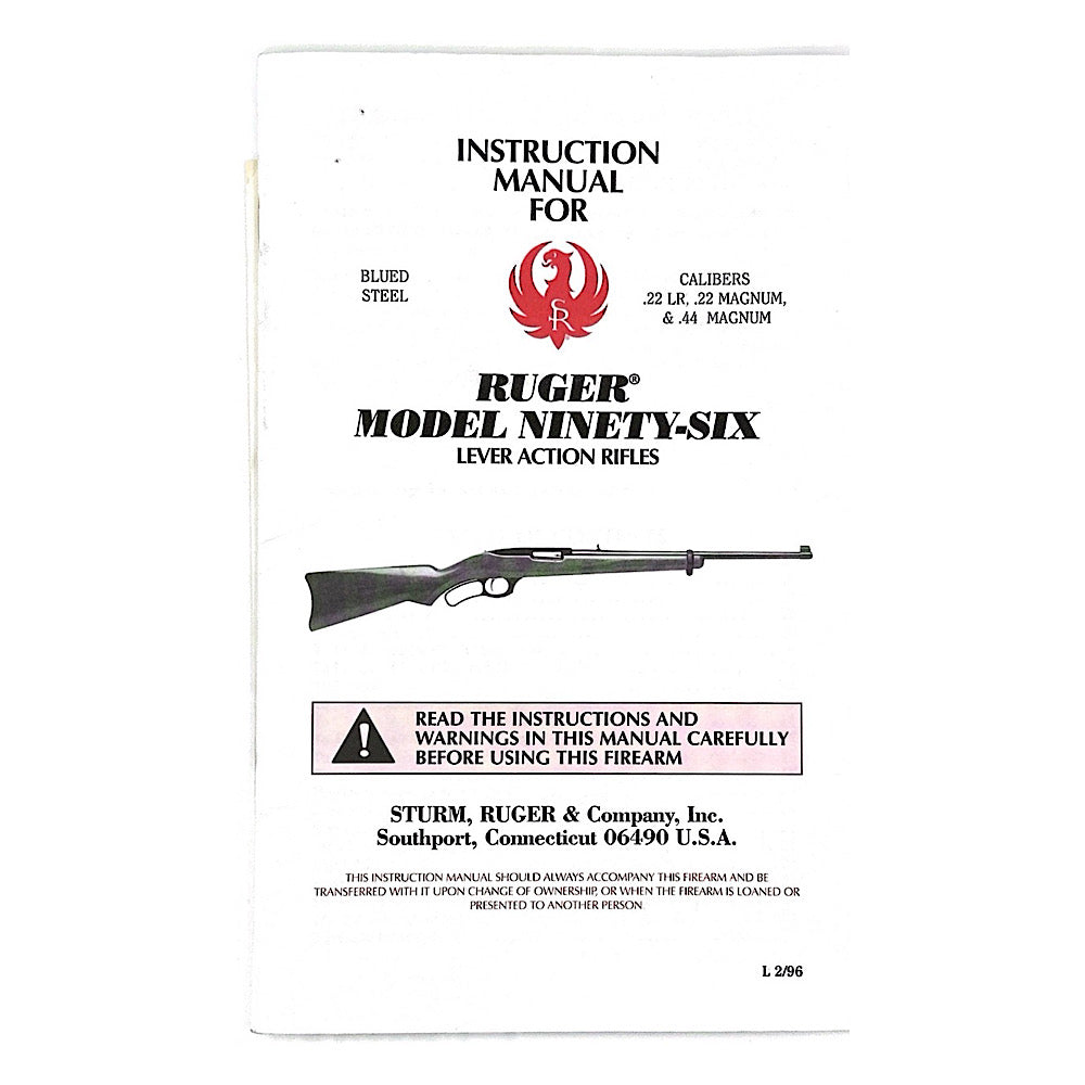 Original Ruger Mod. 96 Lever Rifle Owner's Manual - Canada Brass - 