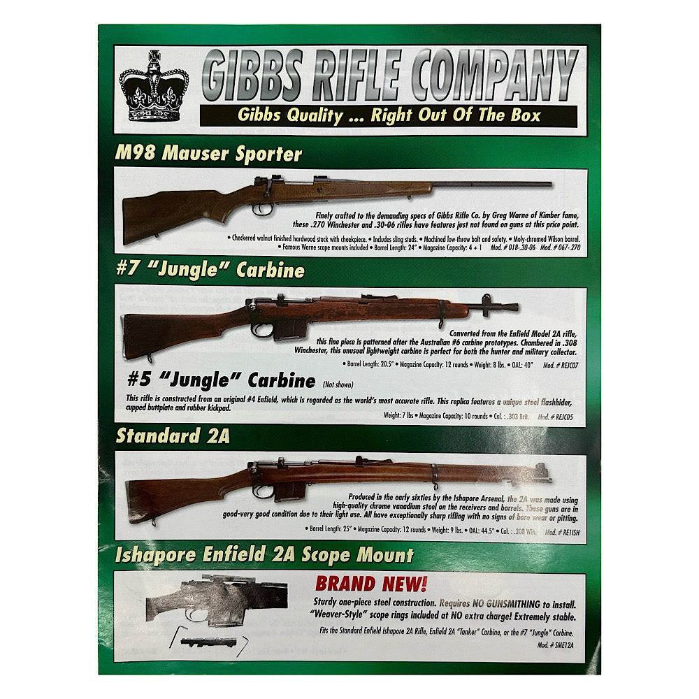 Rare Gibbs Rifle Company around 1995-2000 Catalog - Canada Brass - 
