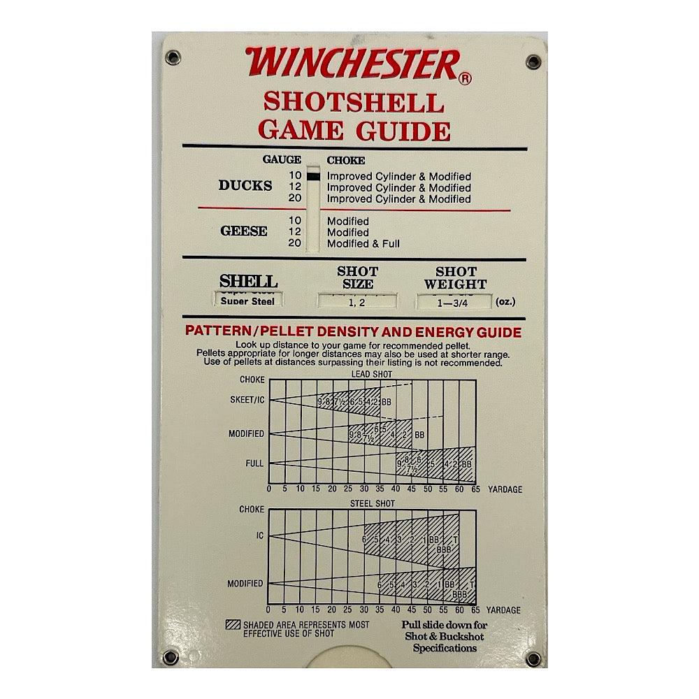 Winchester Shotshell Game Guide with pulldown slide 1989