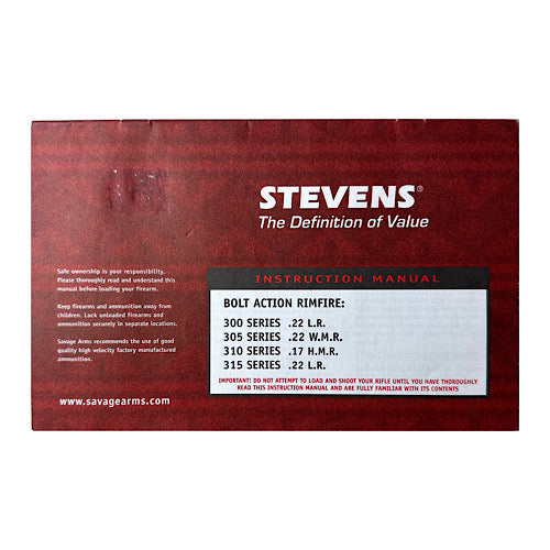 Stevens Bolt Action 22 L.P. Mod 300, 305, 310, 315 Owner&#39;s Manual
