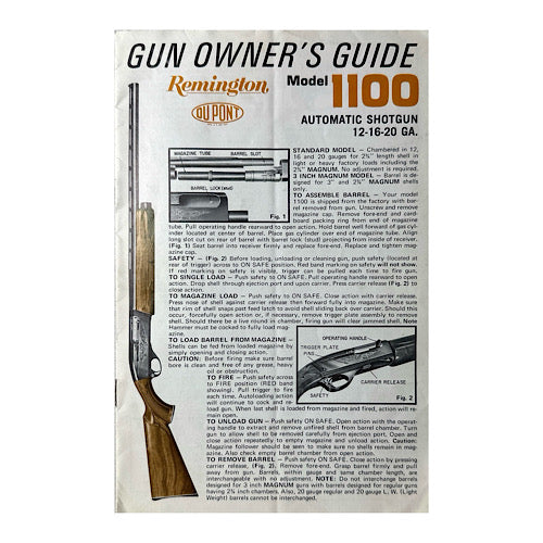 Remington Model 1100 12-16-20ga Owner&#39;s manual with schematics (1970s)