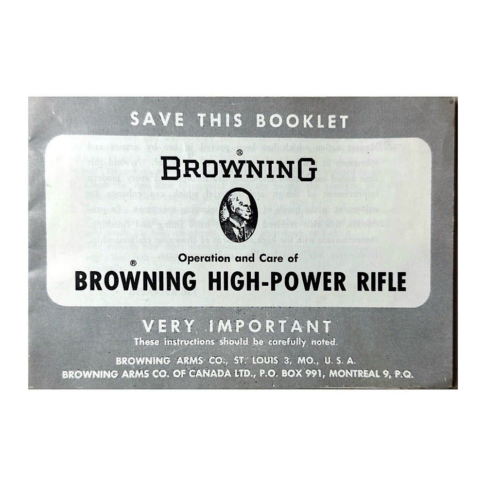 Rare Browning High-Power Rifle Owner&#39;s Manual