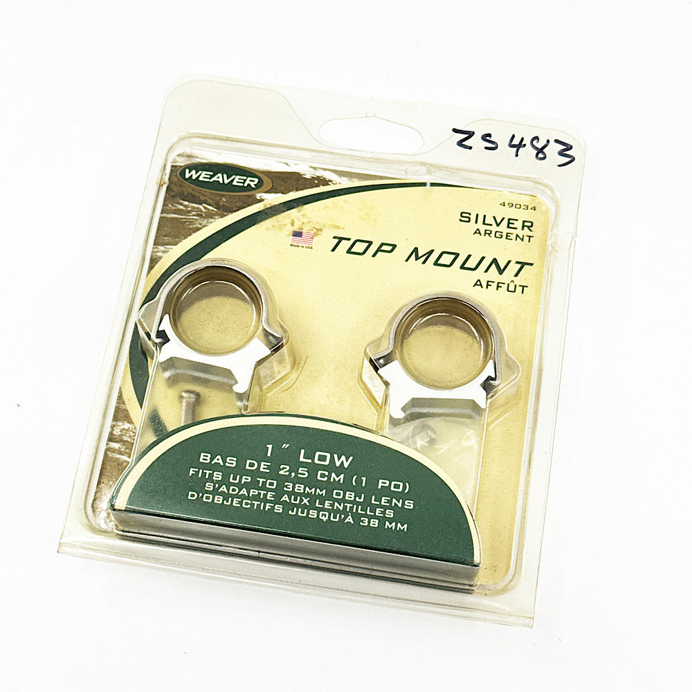 Weaver 49034 Silver 1" Scope Rings Low