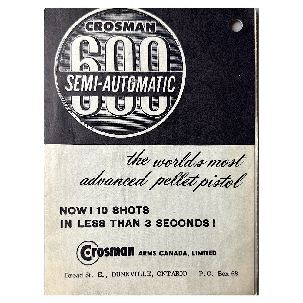 Crosman 600 Semi Automatic pellet pistol owner's manual