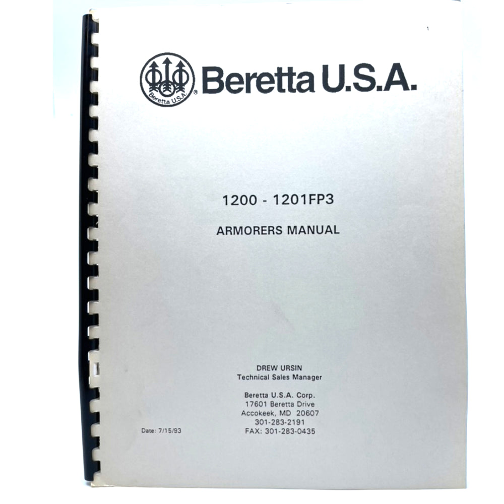 Beretta U.S.A.:1200-1201FP3 Armorers Manual
