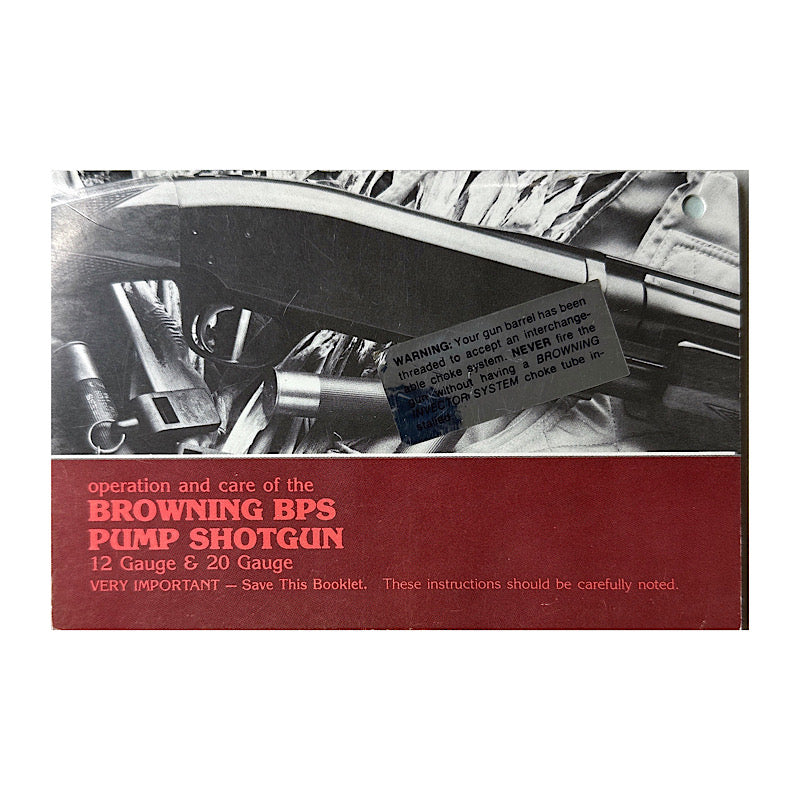 Browning BPS Pump 12ga and 20ga Pump Shotgun owner's manual 1980's - Canada Brass - 