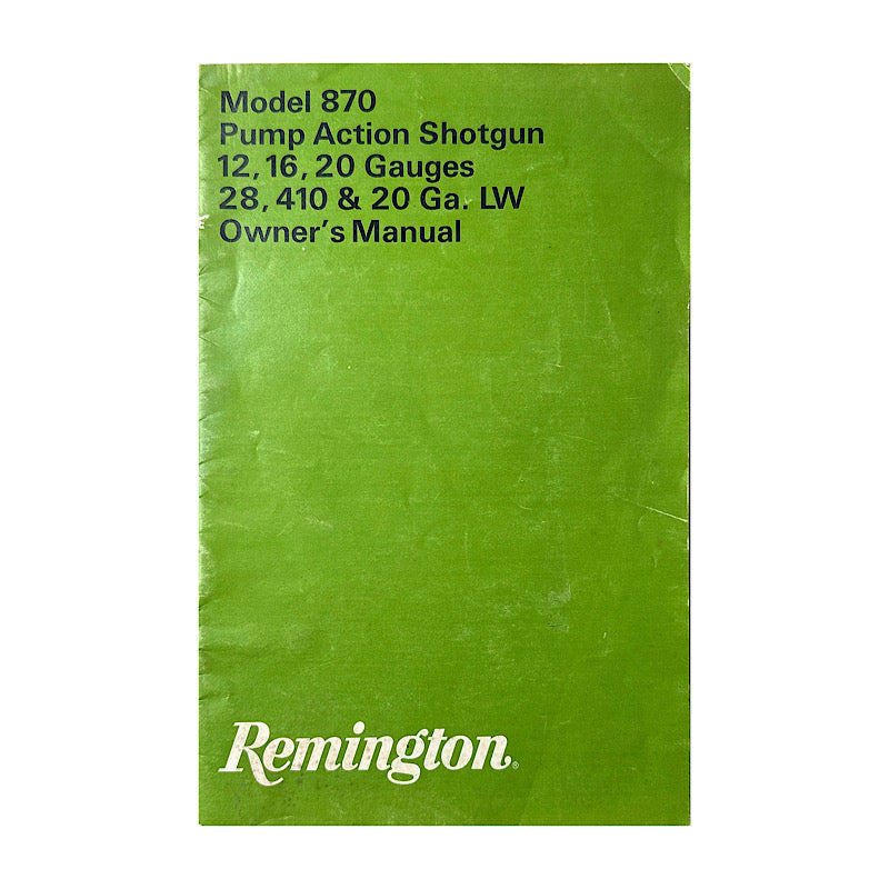 Remington Model 870 all gauges pump shotgun owner's manual 1970's - Canada Brass - 