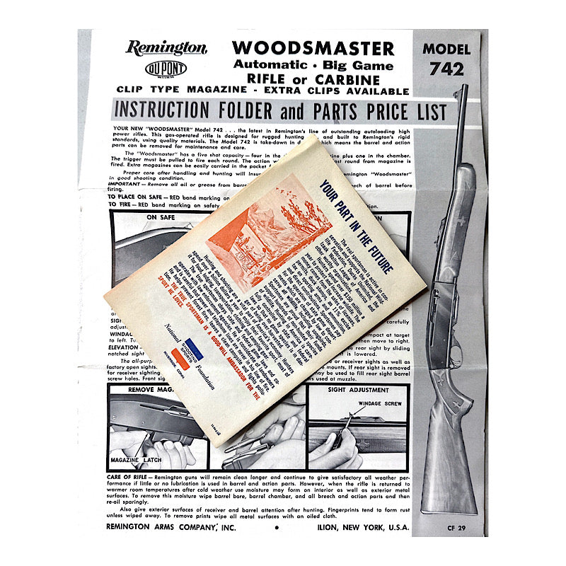 Remington Woodsmaster Model 742 Owner's manual with Schematic - Canada Brass - 