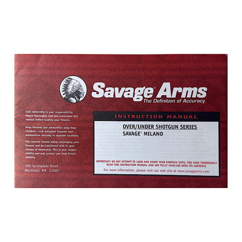 Savage Arms Milano O/U Shotgun series owner&#39;s manual - Canada Brass - 