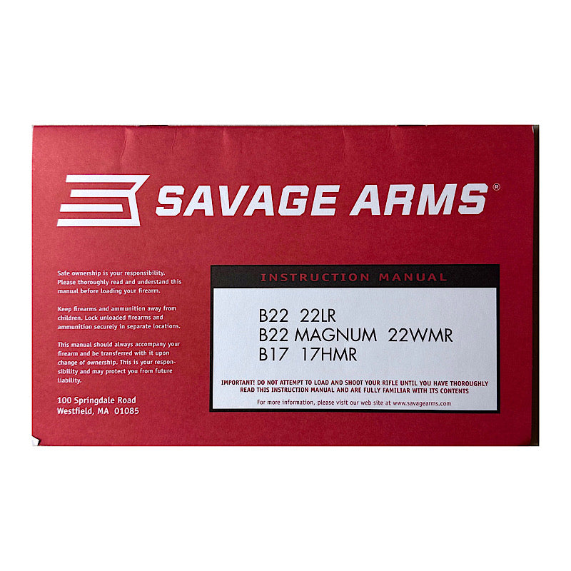 Savage Arms B-22 B-22 Mag, B17 Bolt Action Rifle Owner's manual - Canada Brass - 