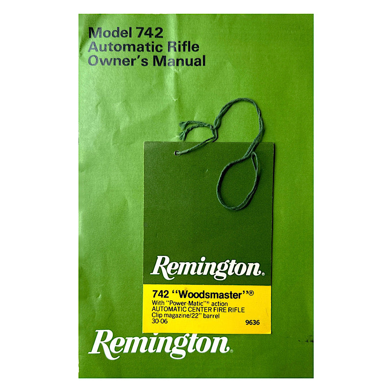 Remington Model 742 Rifle Owner's Manual and Hang tag 1970s - Canada Brass - 