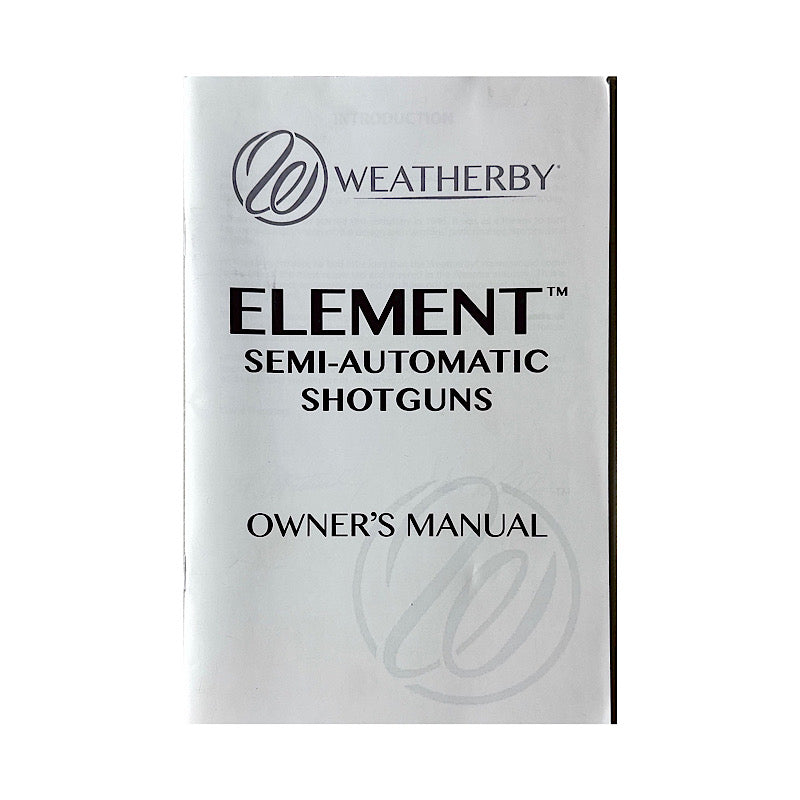 Weatherby Element Semi Auto shotgun owner's manual - Canada Brass - 