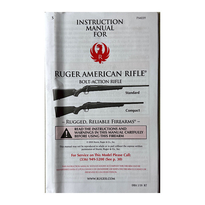 Ruger American Rifle Bolt Action Rifle owner's manual - Canada Brass - 