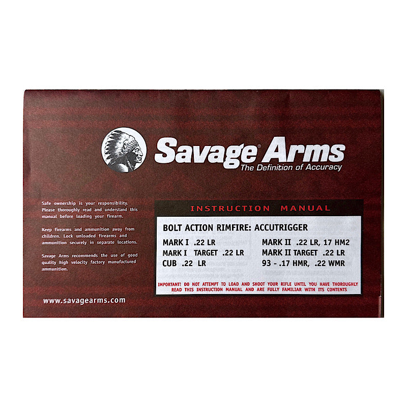 Savage Arms MK I, MK II, 93 and Cub owner's manual