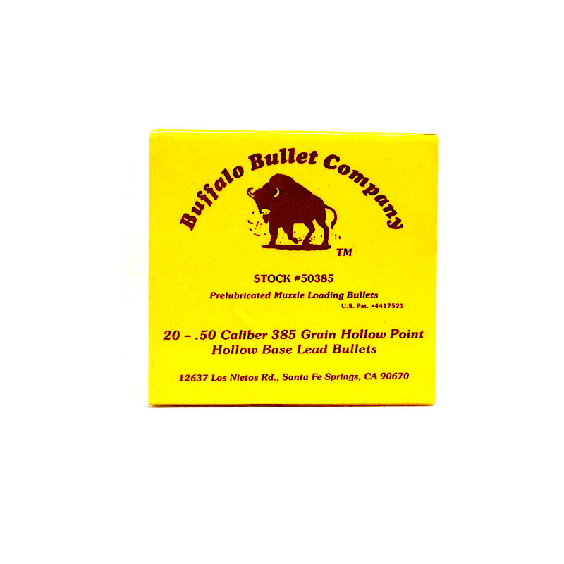 20 Rounds Buffalo Bullet company 50cal 385 Grain Hollow Point Hollow Base Lead Bullets sealed in box