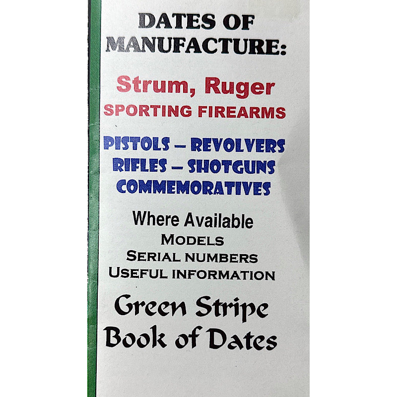 Green Stripe Book of Dates for Sturn Ruger - Canada Brass - 