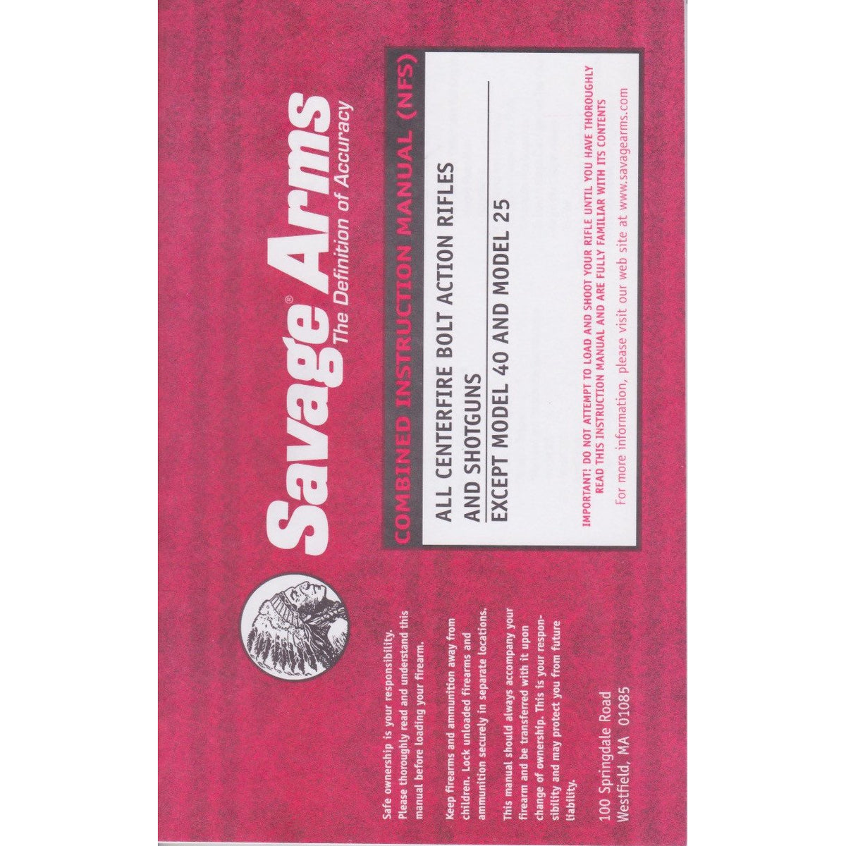 Savage Arms Centerfire Bolt Action Rifles and Shotguns Manual