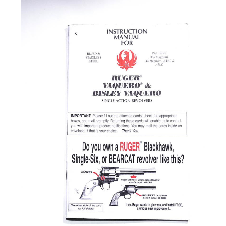 Ruger Vaquero Instruction Manual