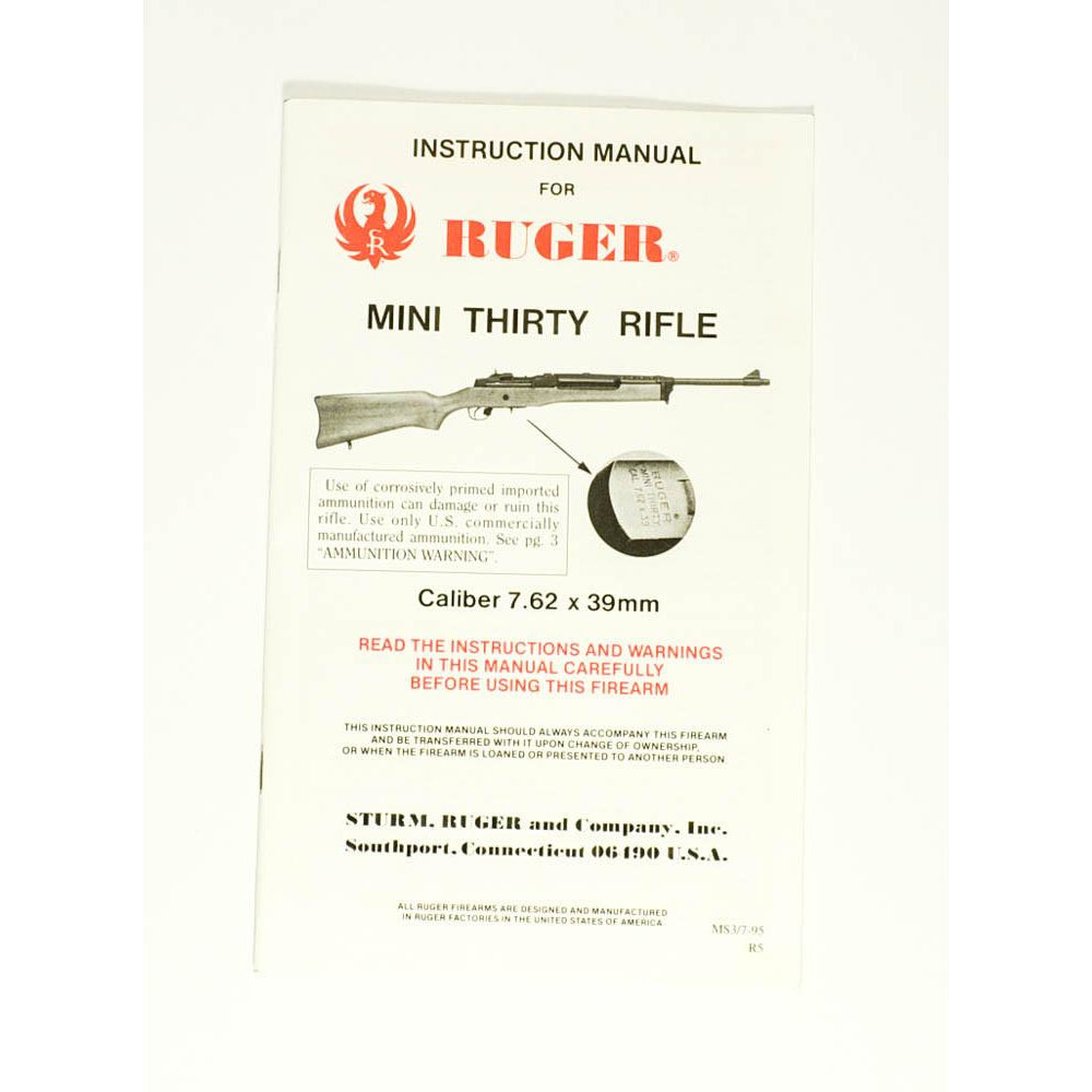 Ruger Mini Thirty Rifle Instruction Manual