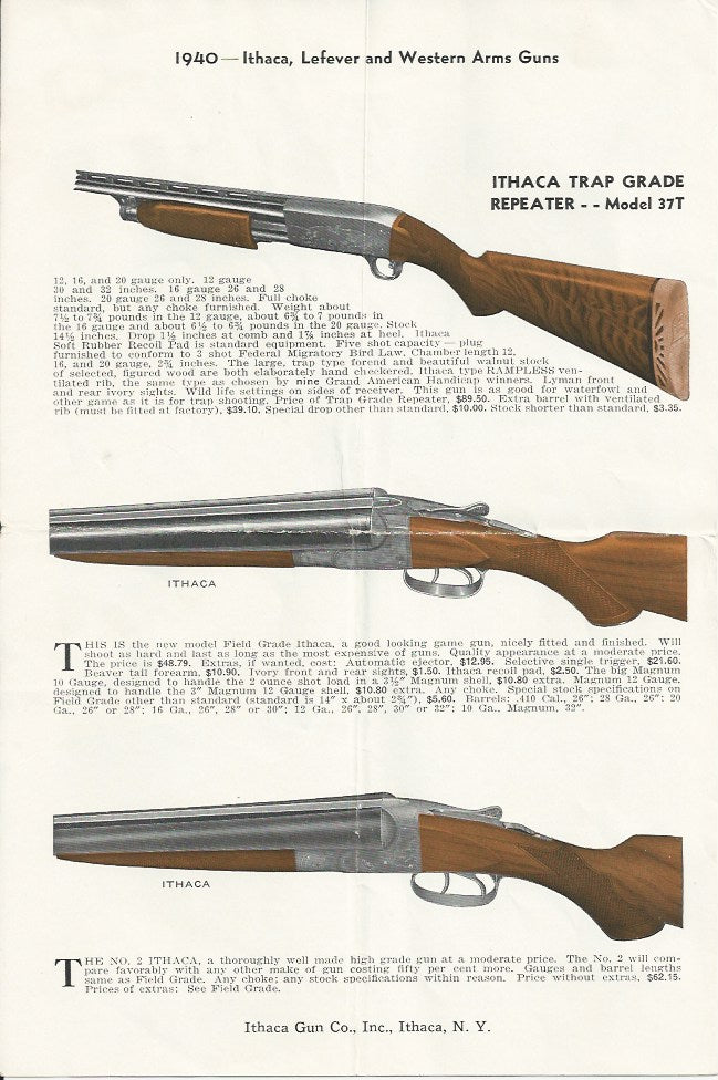 Ithaca Lefever and Western Gun 1940 Catalogue
