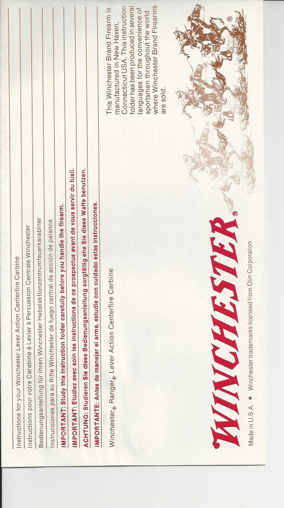 Winchester Model 94 and Ranger Instruction Manuals - Canada Brass - 