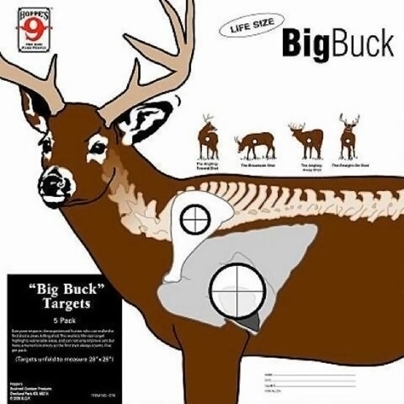 Hoppes Big Buck Deer Target 5pk - Canada Brass - 