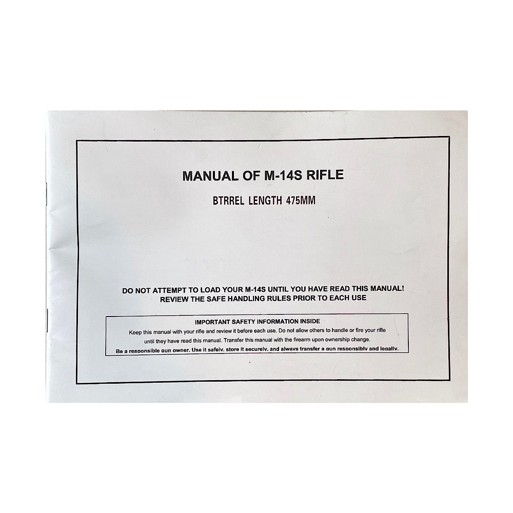 M-14 semi auto rifle  manual and parts Schmetic. 29 pages - Canada Brass - 