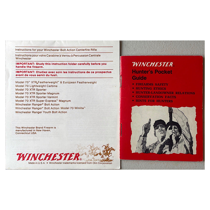 Winchester Model 70 &amp; Ranger Rifle owner&#39;s manual, Winchester Hunter&#39;s Pocket guide with Winchester Canada inside - Canada Brass - 