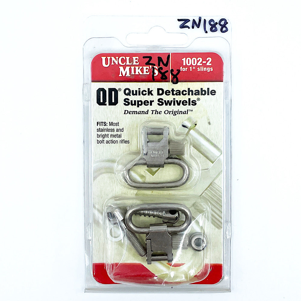 1002-2 UNCLE MIKES SILVER Q.D. 1&quot; SWIVEL SET FOR BOLT Rifles in box - Canada Brass - 