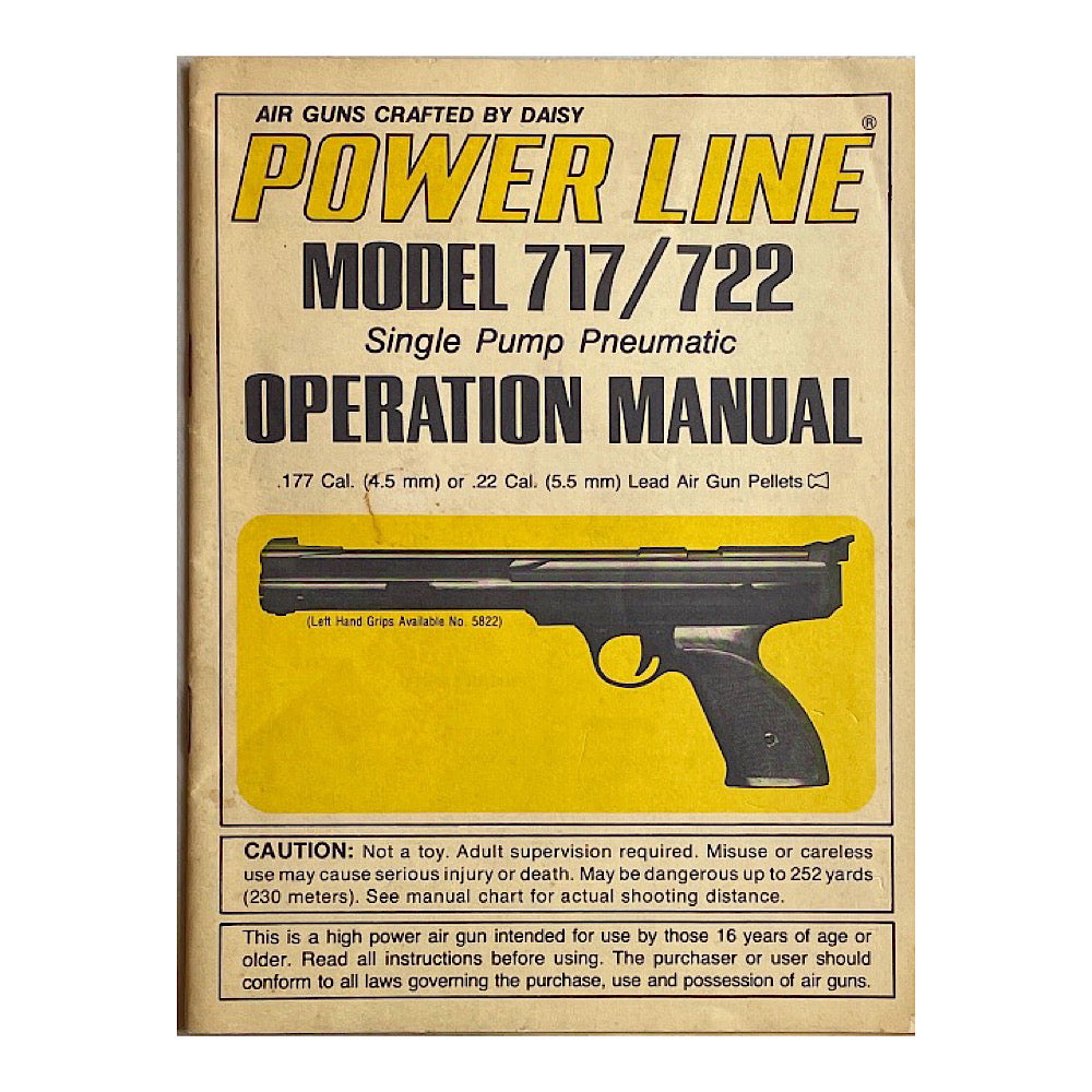 Daisy Operation Manual for Power Line Model 717/722 Single Pump Pneumatic 14 pgs - Canada Brass - 