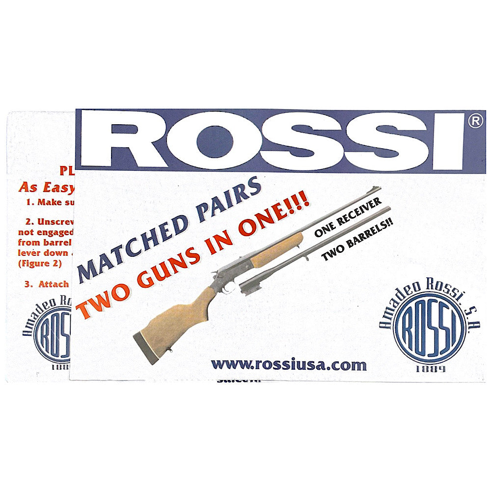 Rossi Firearms Single Shot Rifle and Shotgun Owners Manual with security system key - Canada Brass - 