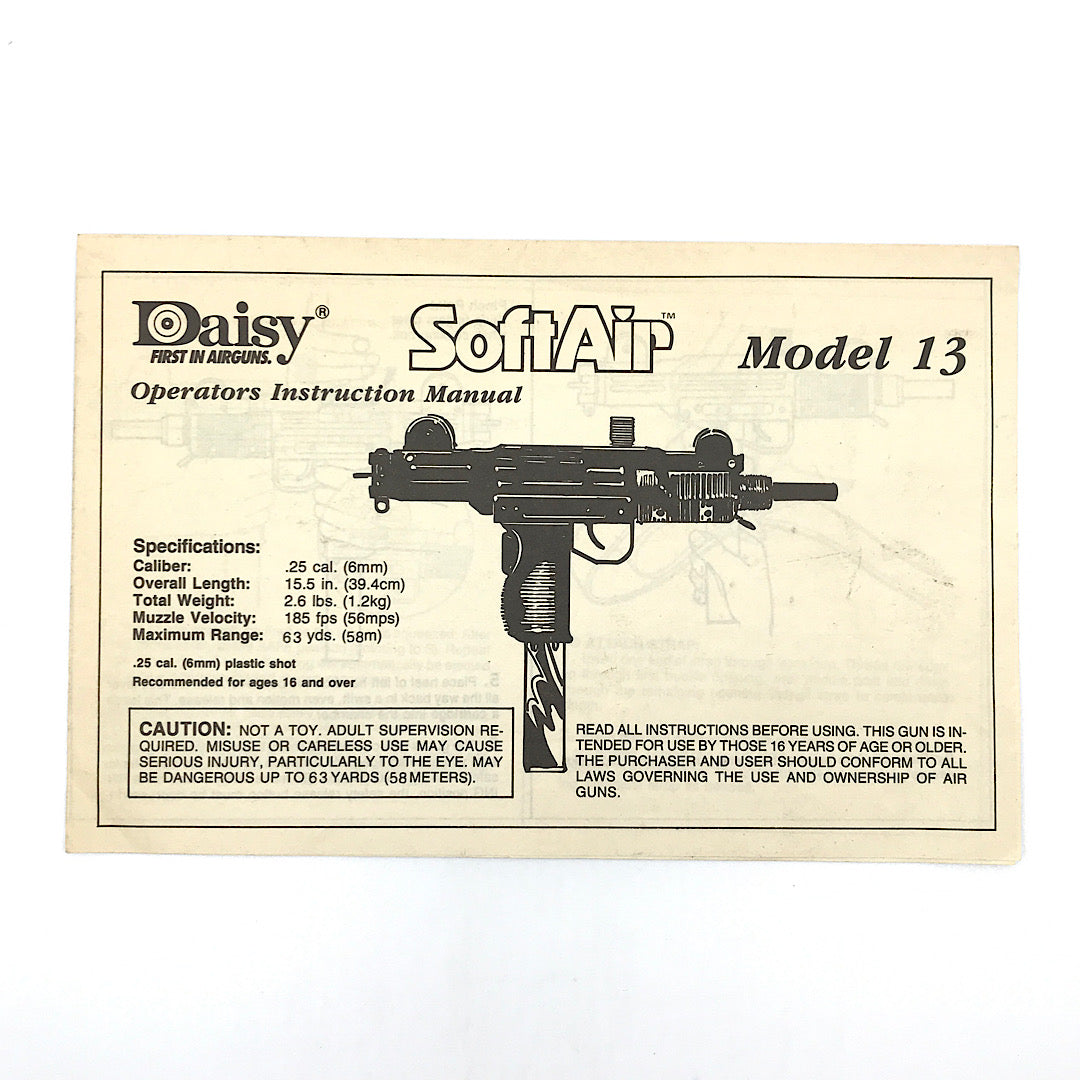 Daisy Soft Air Model 13 Uzi type manual