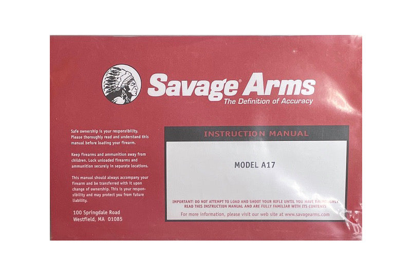 Savage Arms Instruction Manual for Model A17 - Canada Brass - 