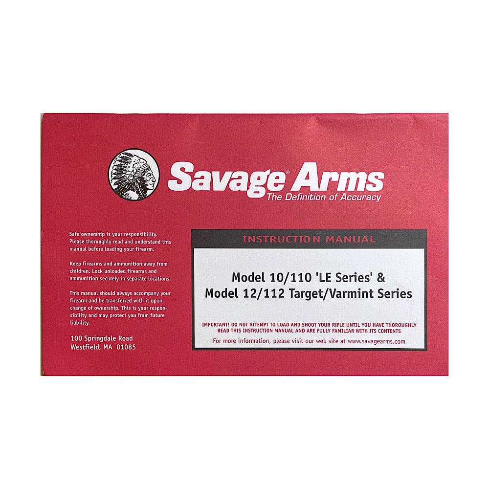 Savage Arms Mod 10/110 LE Series &amp; Mod 12/112 Target Varmint Series owner&#39;s Manual - Canada Brass - 