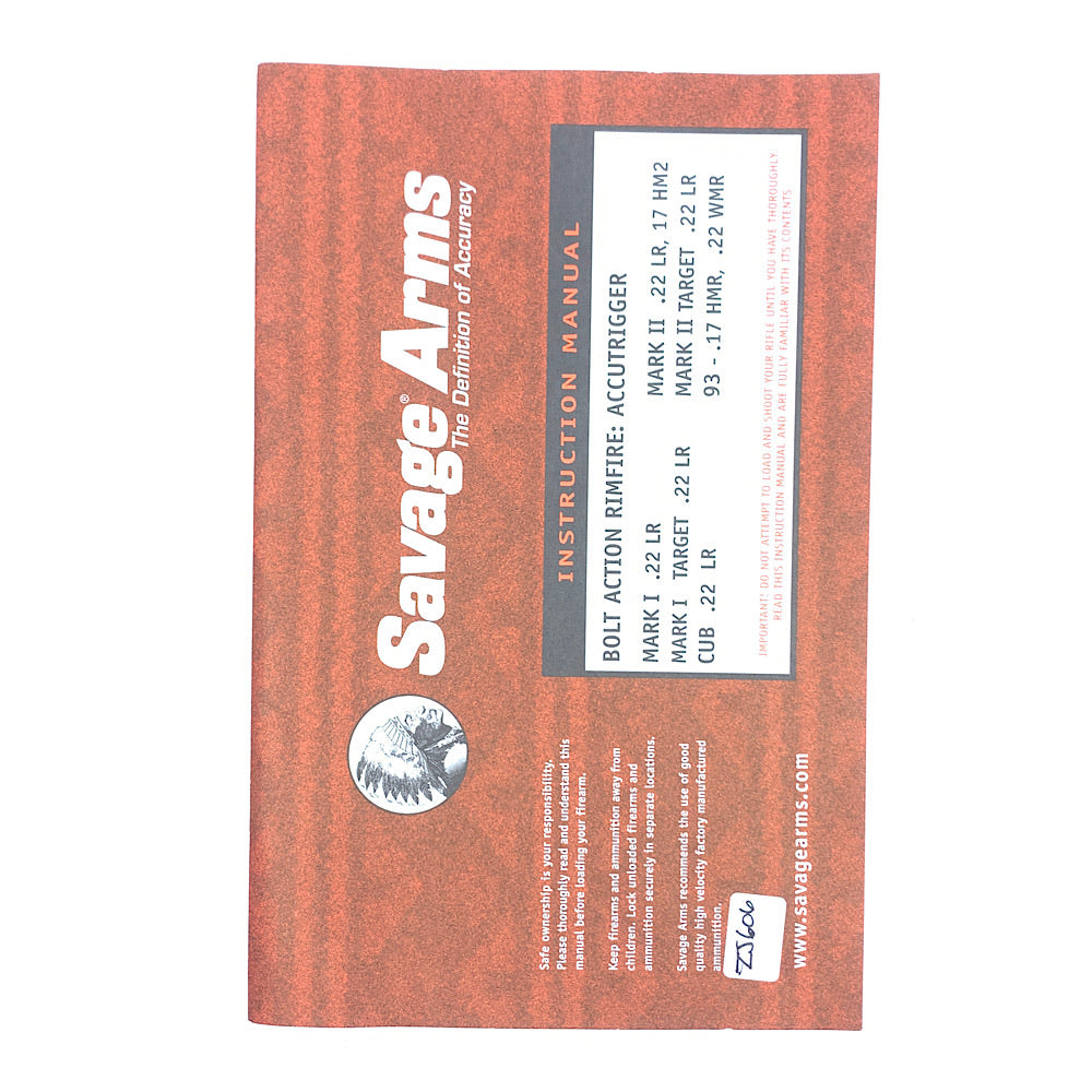 Savage Arms Instruction Manual Bolt Action Rimfire: Accutrigger
