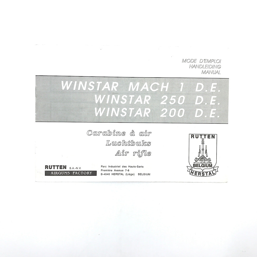 Rutten Winstar Mach 1 Winstar 250, 200 Air Rifle Manual