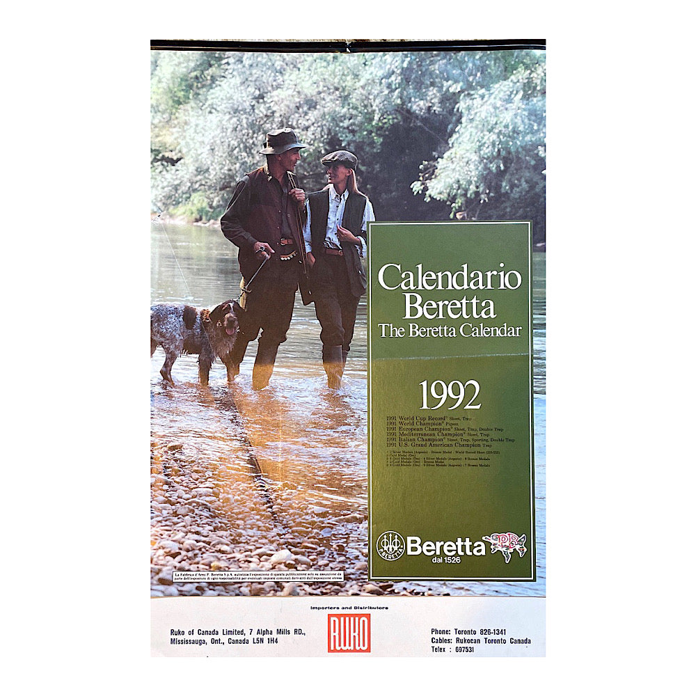 1992 Beretta 13&quot;x20&quot; International Calendar - Canada Brass - 