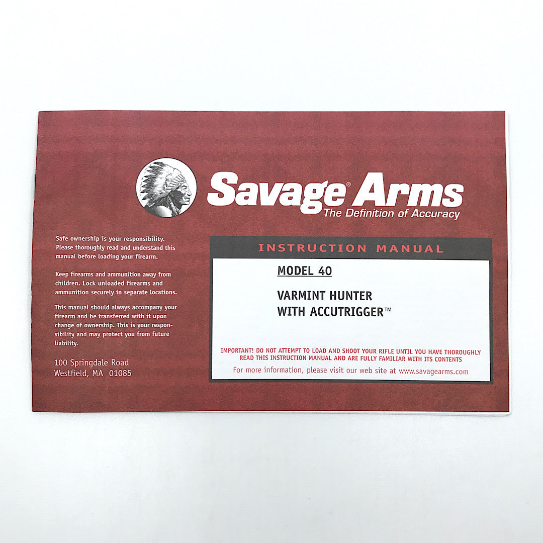 Savage Arms Model 40 Varmint Hunter Manual