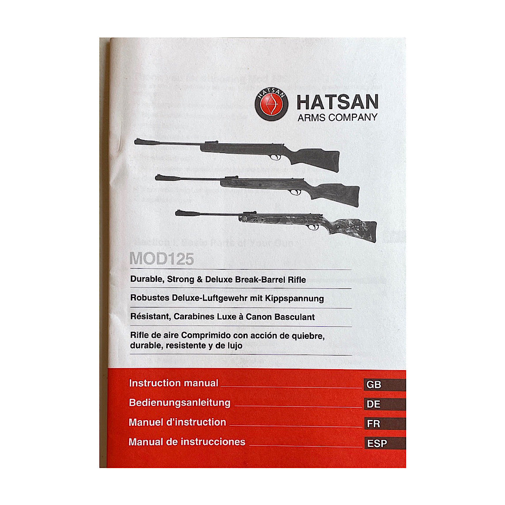 Hatsan Arms Company Owner's Manual for Mod 125 30 pgs - Canada Brass - 