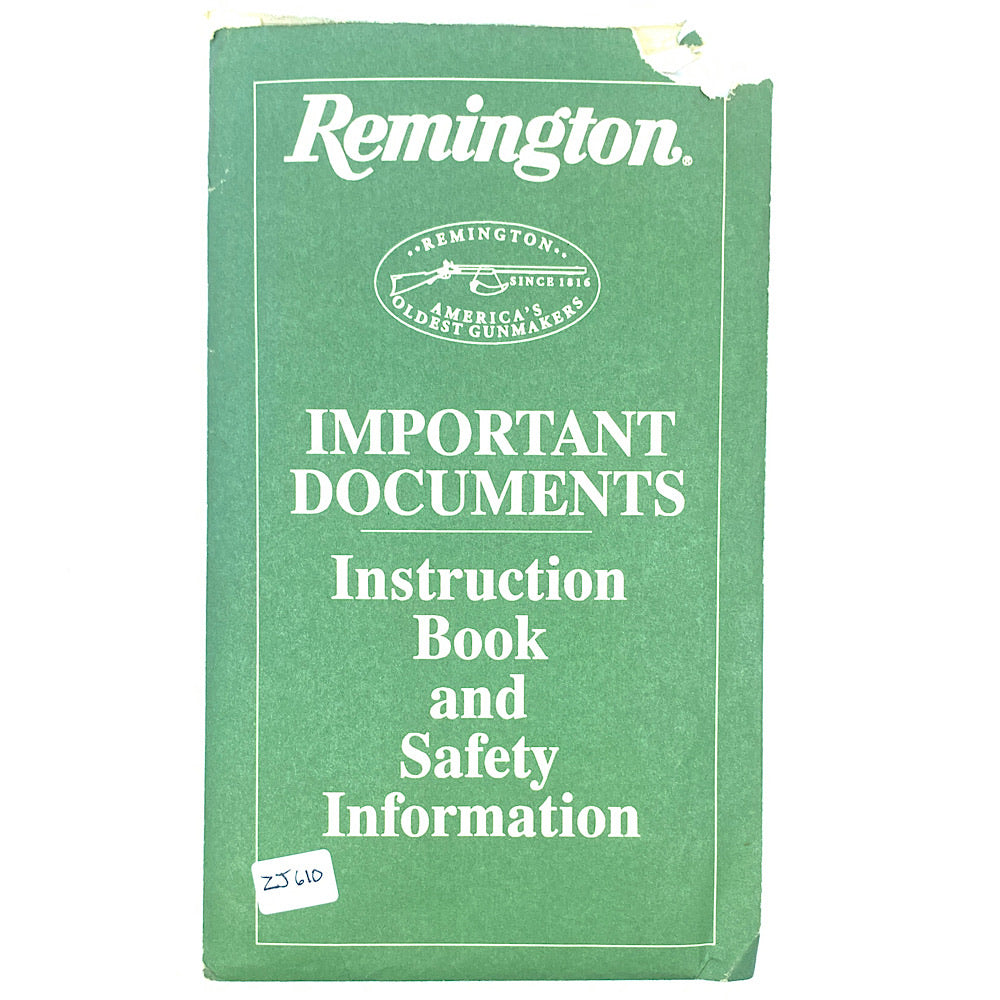 Remington Instruction Book and Safety Information (in Package) Model 700 ML Muzzleloader