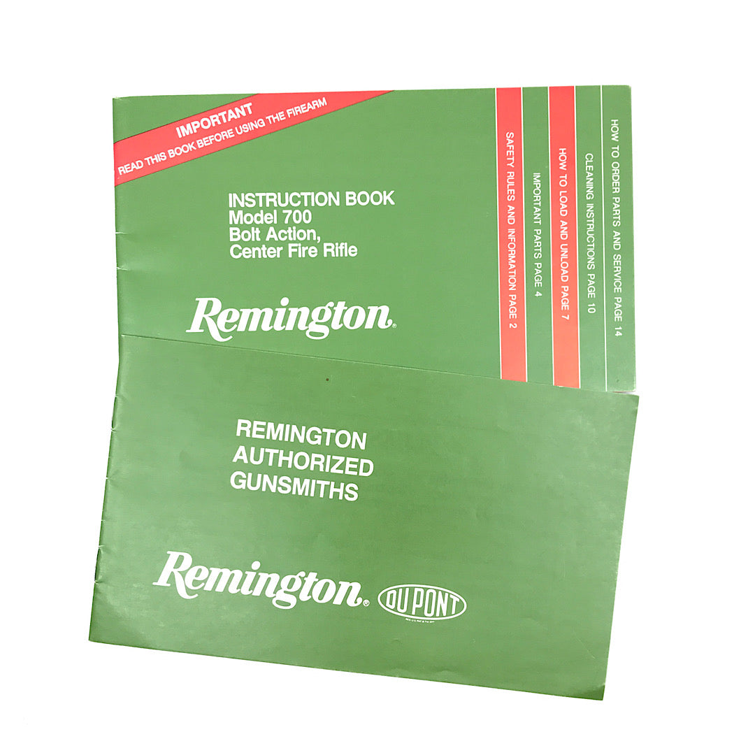 Remington Model 700 Bolt Rifle Owner’s Manual with Gunsmith booklet