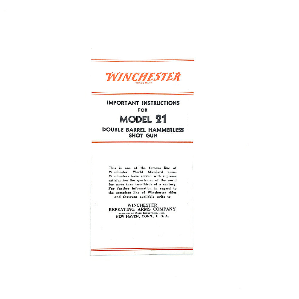 Winchester Model 21 Original Owners Manual in English &amp; Spanish
