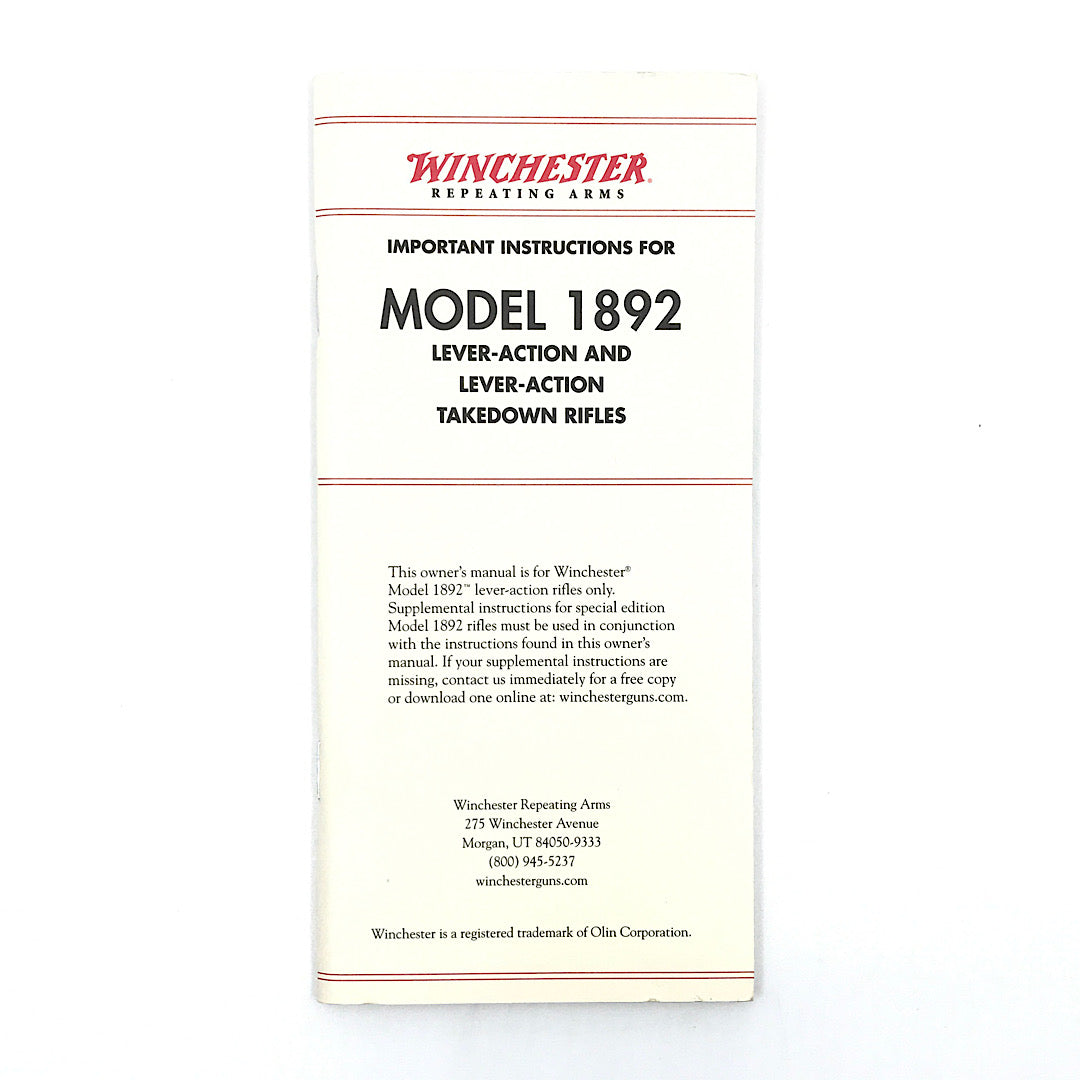 Original Winchester repeating arms 2nd generation manual for model 1892 lever action