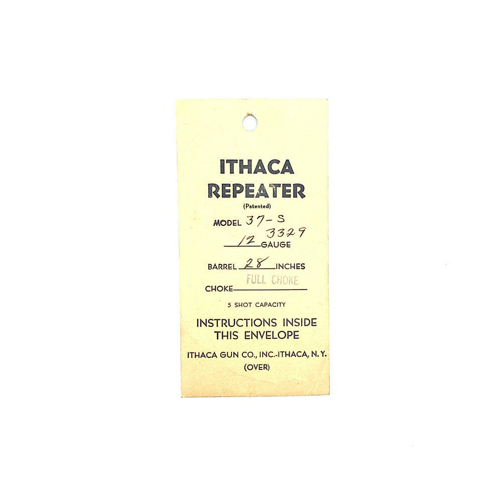 Early OriginalIthaca Model 37 Hang Tag Envelope with Owners Instructions